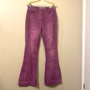 PURPLE IDYLLWIND WOMEN'S WASHED DOWN HIGH RISIN' CORDUROY FLARE JEANS sz 10 34L